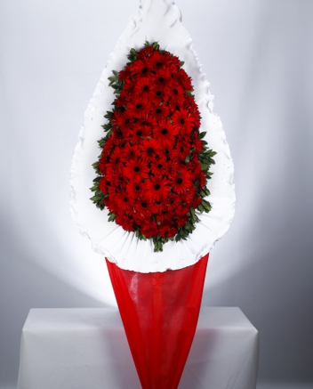 K�rm�z� Gerbera �elengi � Ayakl� �elenk Aranjman�